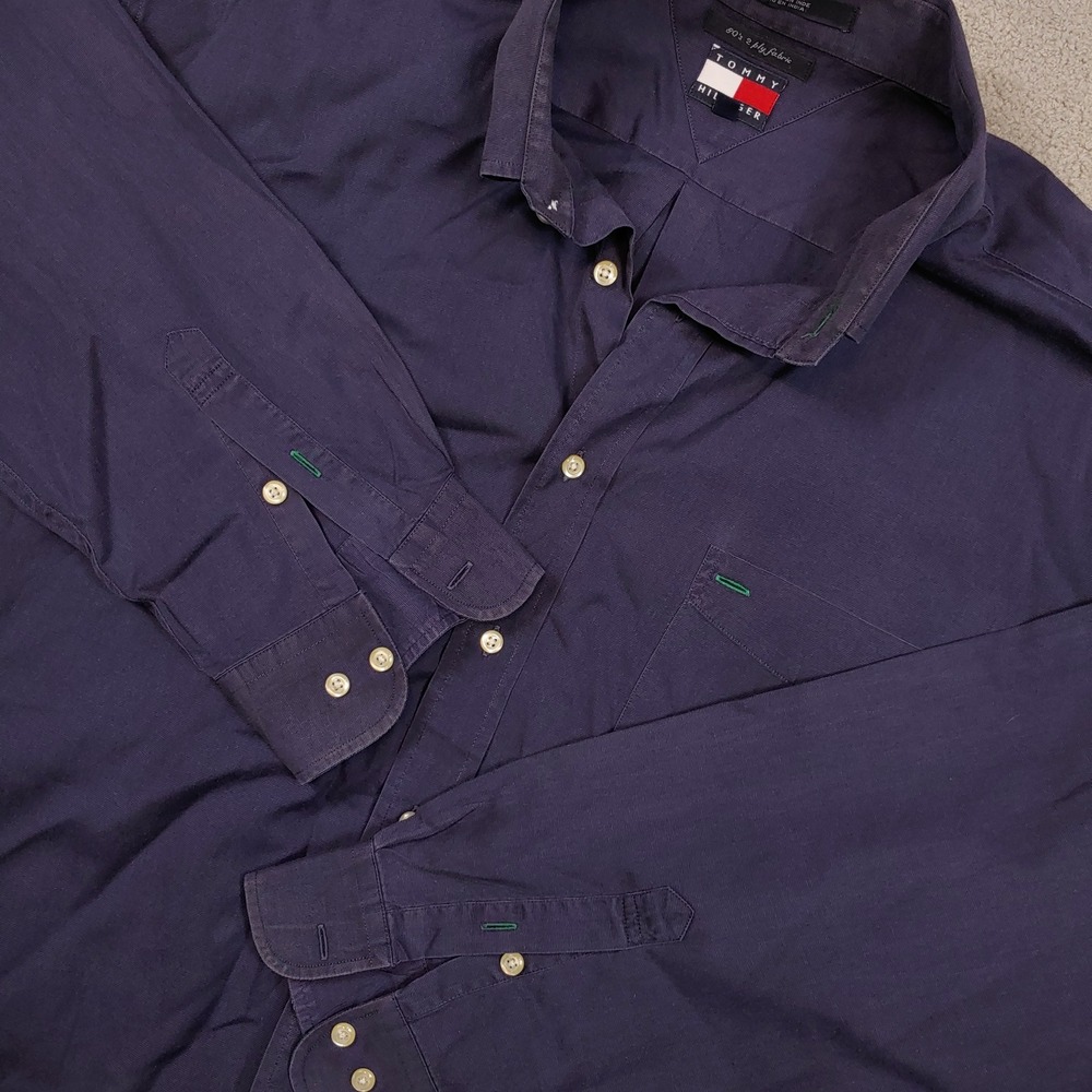 Tommy Hilfiger Button Down Shirt - Mens XXL / XXG - Navy Blue Long Sleeve Cotton